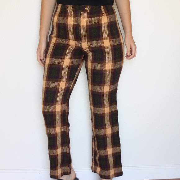checkered bell bottom pants